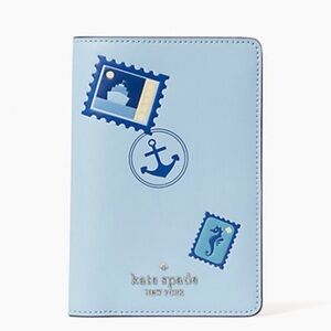 Kate Spade Off the Grid Light Blue Passport Holder Travel Wallet